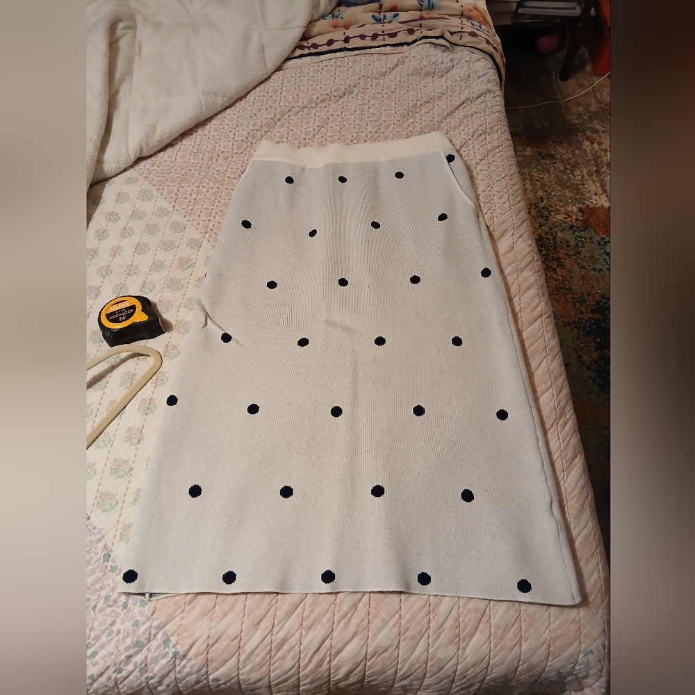 Elegant Cream Polka Dot Skirt